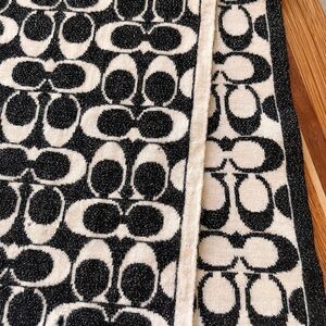 Coach Black and Cream Patterned Scarf